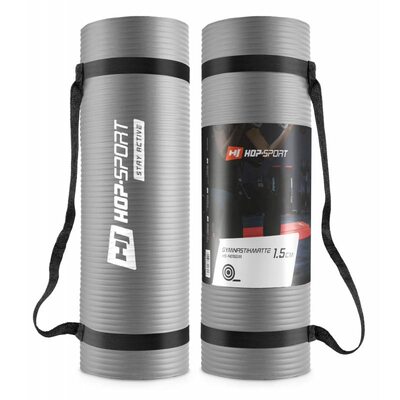 Коврик для фитнеса и йоги Hop-Sport HS-N015GM 1,5 см серый