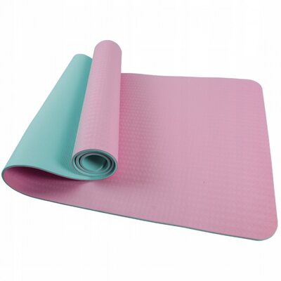 Коврик для фитнеса и йоги SportVida TPE 6 мм SV-HK0227 Pink/Sky Blue