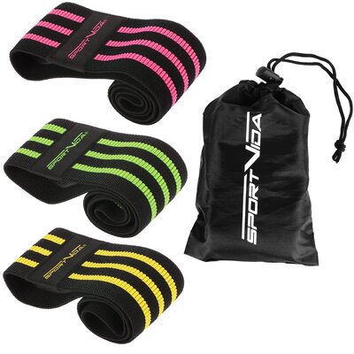 Резинка для фитнеса и спорта тканевая SportVida Hip Band 3 штуки SV-HK0365