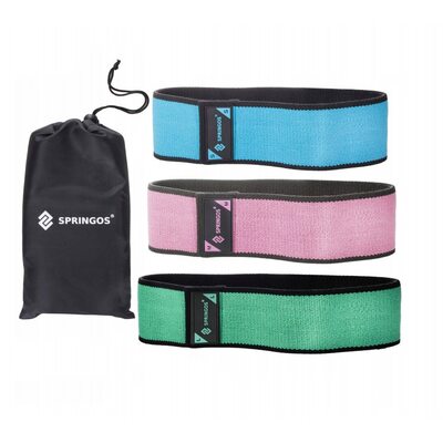 Резинка для фитнеса и спорта тканевая Springos Hip Band 3 шт FA0108