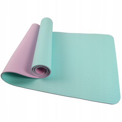 Коврик (мат) для йоги и фитнеса SportVida TPE 4 мм SV-HK0240 Sky Blue/Pink