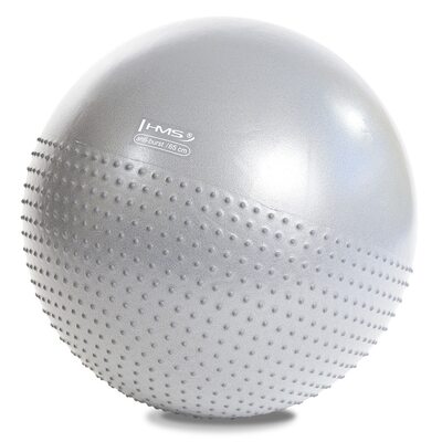 Фитбол (мяч для фитнеса, гимнастический) полумассажный HMS YB03 65 см Anti-Burst Light Grey