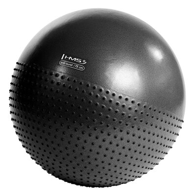 Фитбол (мяч для фитнеса, гимнастический) полумассажный HMS YB03 75 см Anti-Burst Black