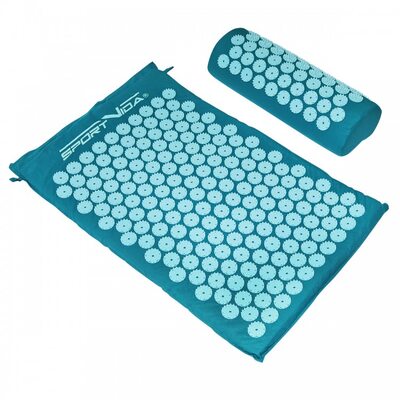 Акупунктурний масажний килимок з валиком SportVida Аплікатор Кузнєцова 66 x 40 см SV-HK0283 Blue