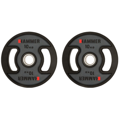 Олимпийские диски для штанги профессиональные Hammer PU Weight Discs 2 х 10 кг d - 50 мм