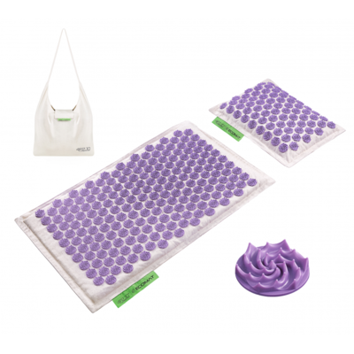 Акупунктурний масажний килимок з валиком 4FIZJO Eco Mat Аплікатор Кузнєцова 68 x 42 см 4FJ0178 White/Purple