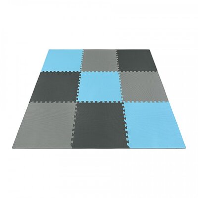Напольное покрытие для спортзала мат-пазл (ласточкин хвост) 4FIZJO Mat Puzzle EVA 180 x 180 x 1 cм 4FJ0156 Black/Grey/Light Blue