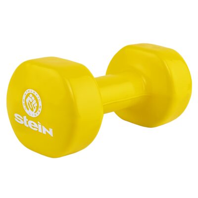 Гантель для фитнеса виниловая Stein 6.0 кг / шт / желтая