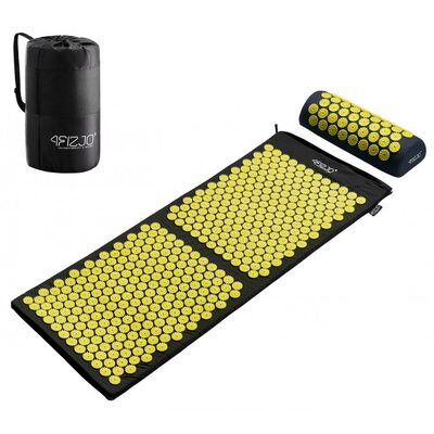 Акупунктурний масажний килимок з валиком 4FIZJO Аплікатор Кузнєцова 128 x 48 см 4FJ0087 Black / Yellow