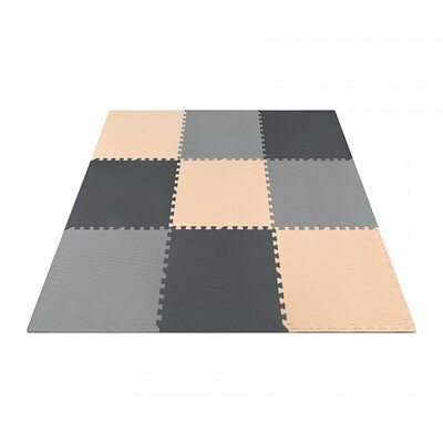 Підлогове покриття для спортзалу мат-пазл (ластівчин хвіст) 4FIZJO Mat Puzzle EVA 180 x 180 x 1 cм 4FJ0158 Black/Grey/Biege