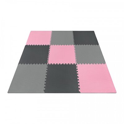 Підлогове покриття для спортзалу мат-пазл (ластівчин хвіст) 4FIZJO Mat Puzzle EVA 180 x 180 x 1 см 4FJ0157 Black/Grey/Pink